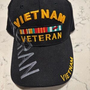 Vietnam Veteran Black and Yellow Cap
